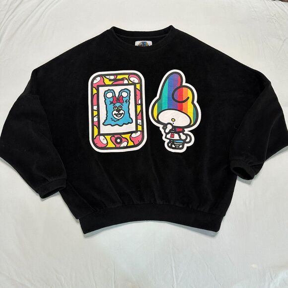 My Melody X Loveis Sanrio Womens Crewneck Sweatshirt One Size Black Anime Velour - Picture 1 of 5